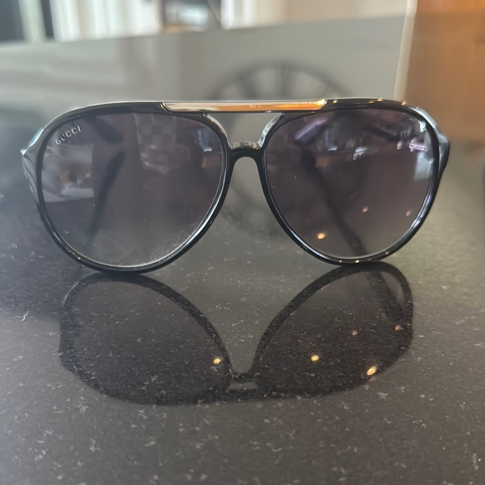 Gucci Black Gradient Aviator Sunglasses